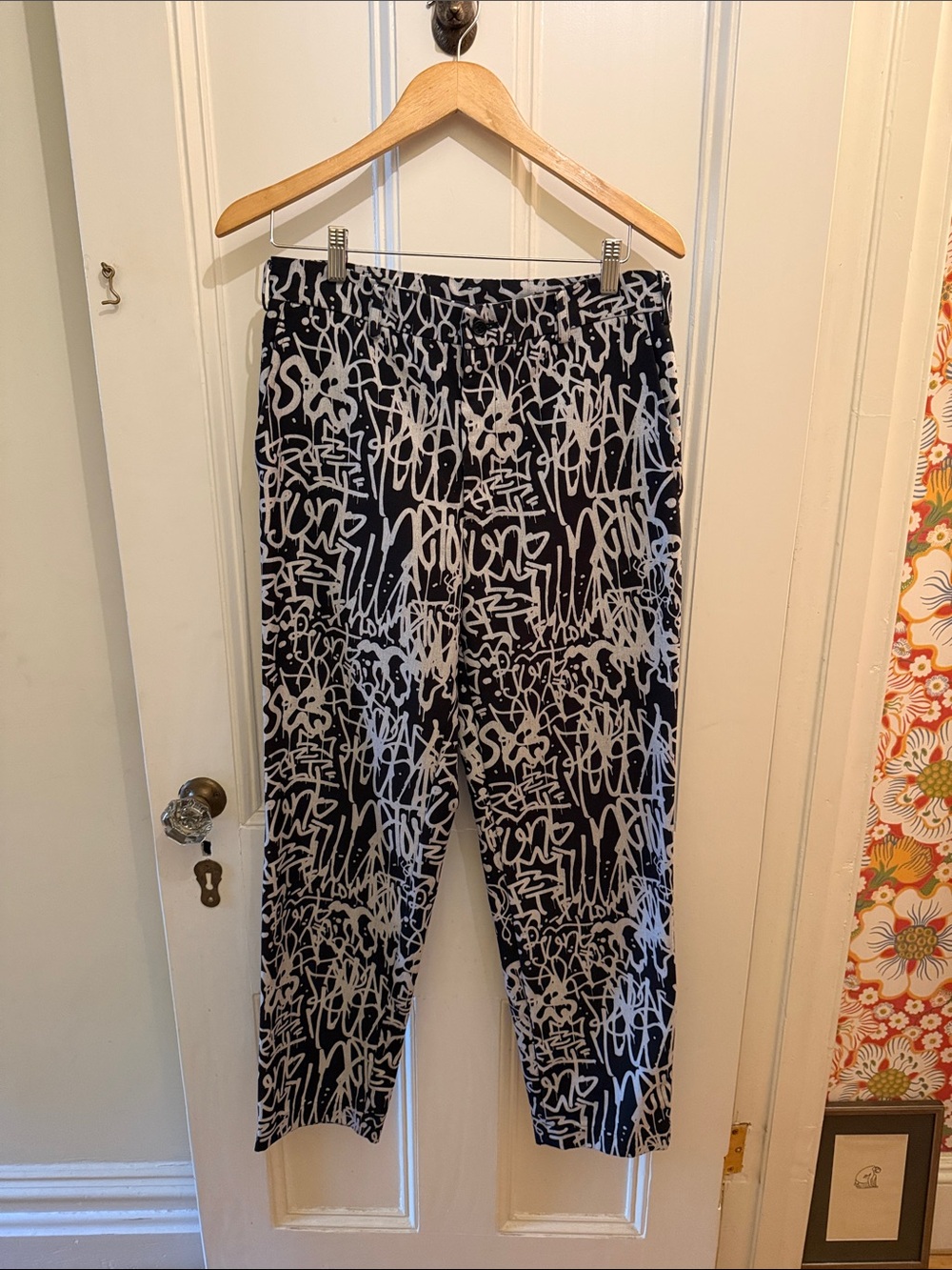 Comme des Garcons Black & Gray Graffiti pants Sz L